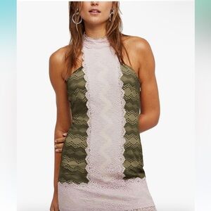NWT XS Free People Natasha Lace Trim Bodycon Dress